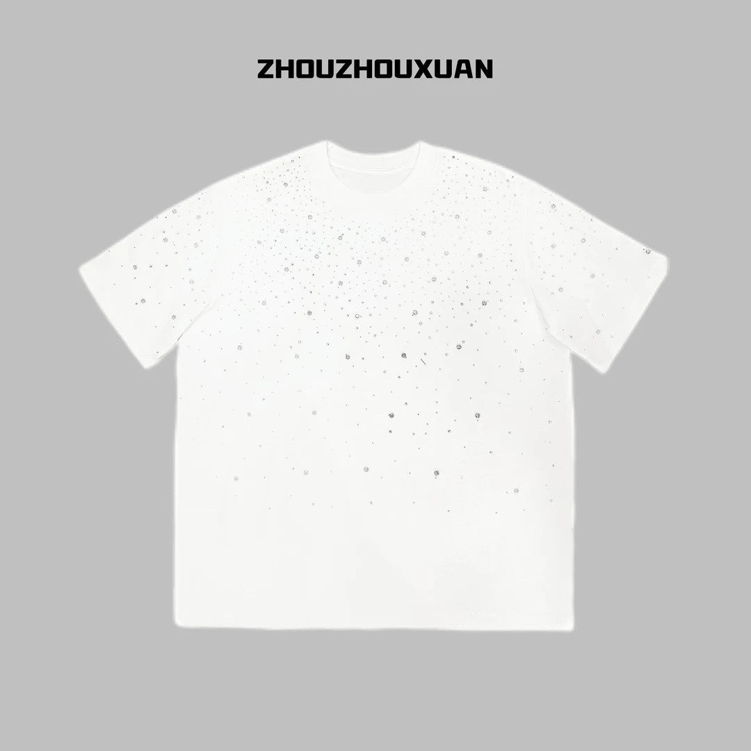 Rhinestone Embellished Cotton T-Shirt