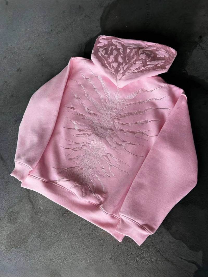 Hoodie Retro Desgastado con Cierre