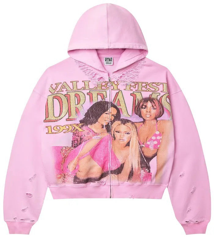 Hoodie Retro con Cierre — Estampado Camuflaje