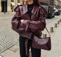 Street bomber jacket with a turned-down collar