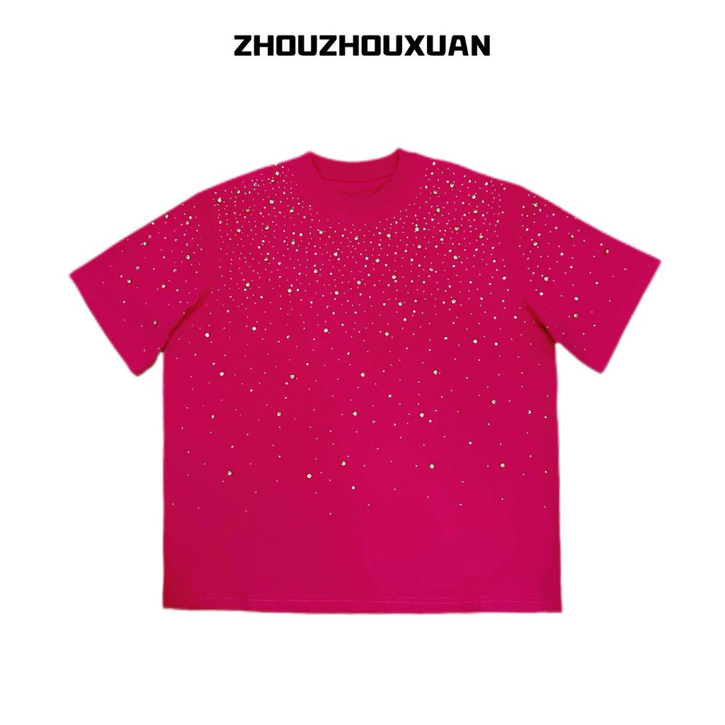 Rhinestone Embellished Cotton T-Shirt