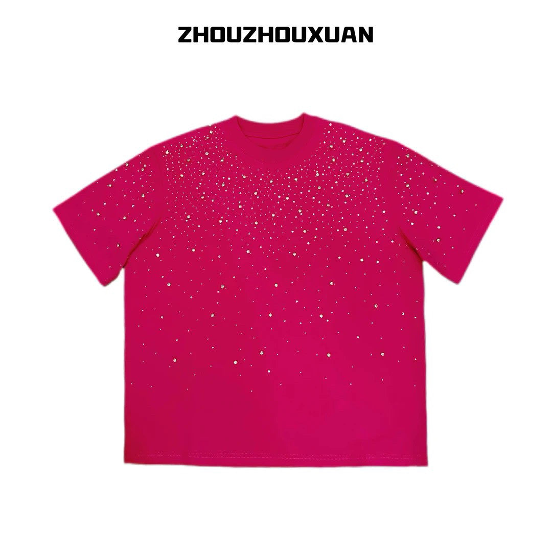 Rhinestone Embellished Cotton T-Shirt