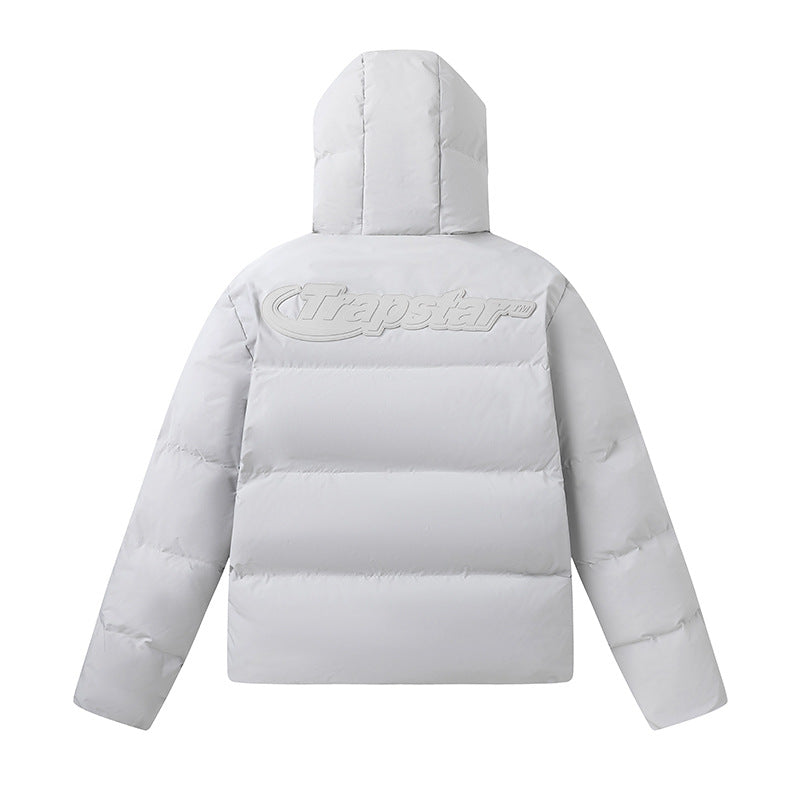 Black glossy thickened cotton jacket with small logo