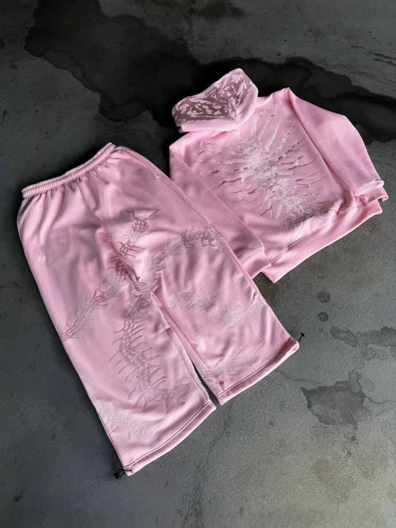 Hoodie Retro Desgastado con Cierre