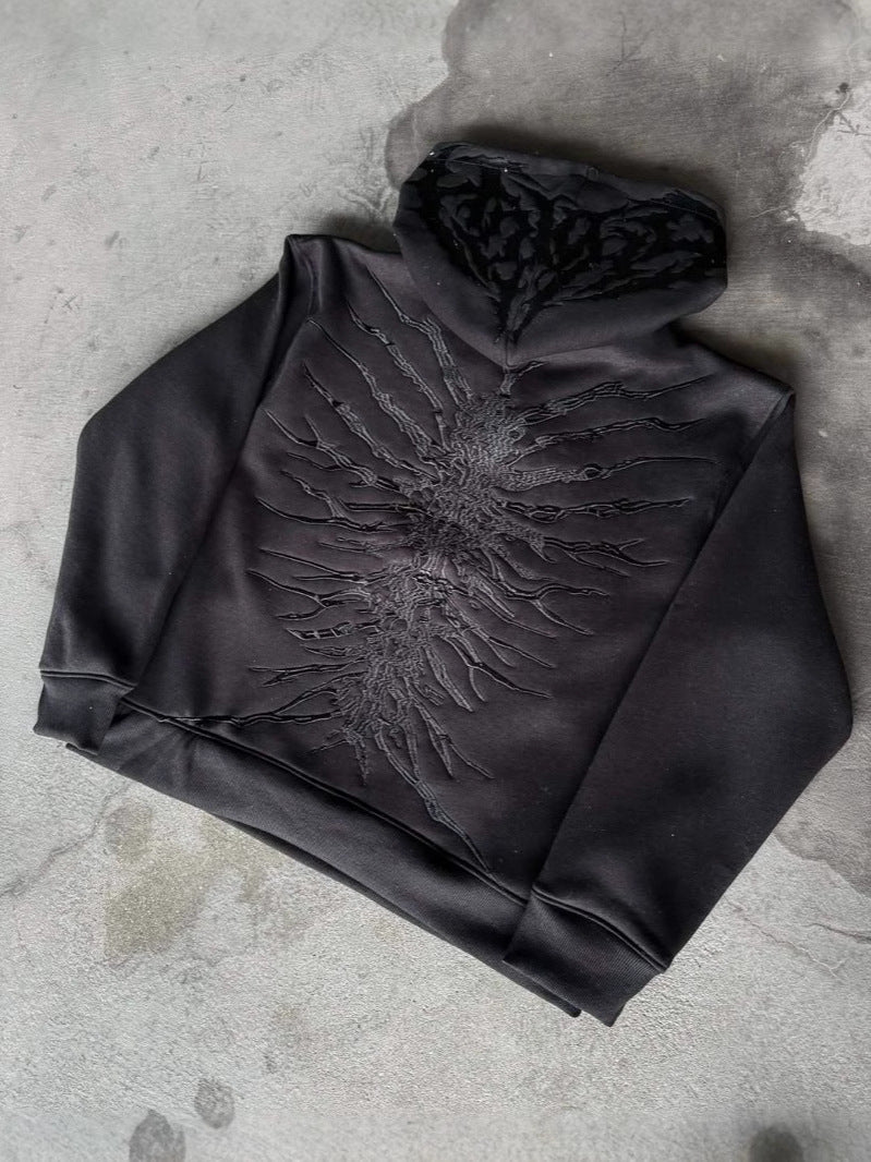 Hoodie Retro Desgastado con Cierre