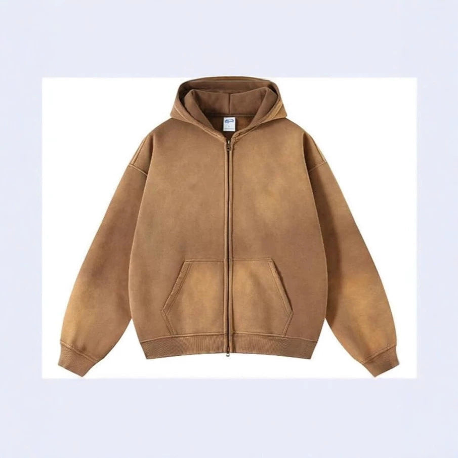 Hoodie Lavado Retro con Doble Cierre
