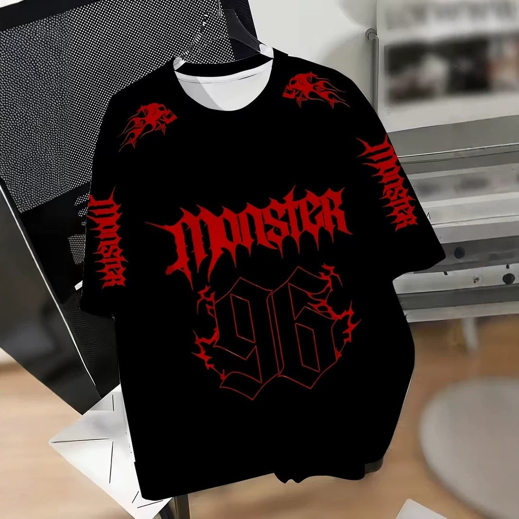 Camiseta gótica manga corta con calavera - WEARLUMINA