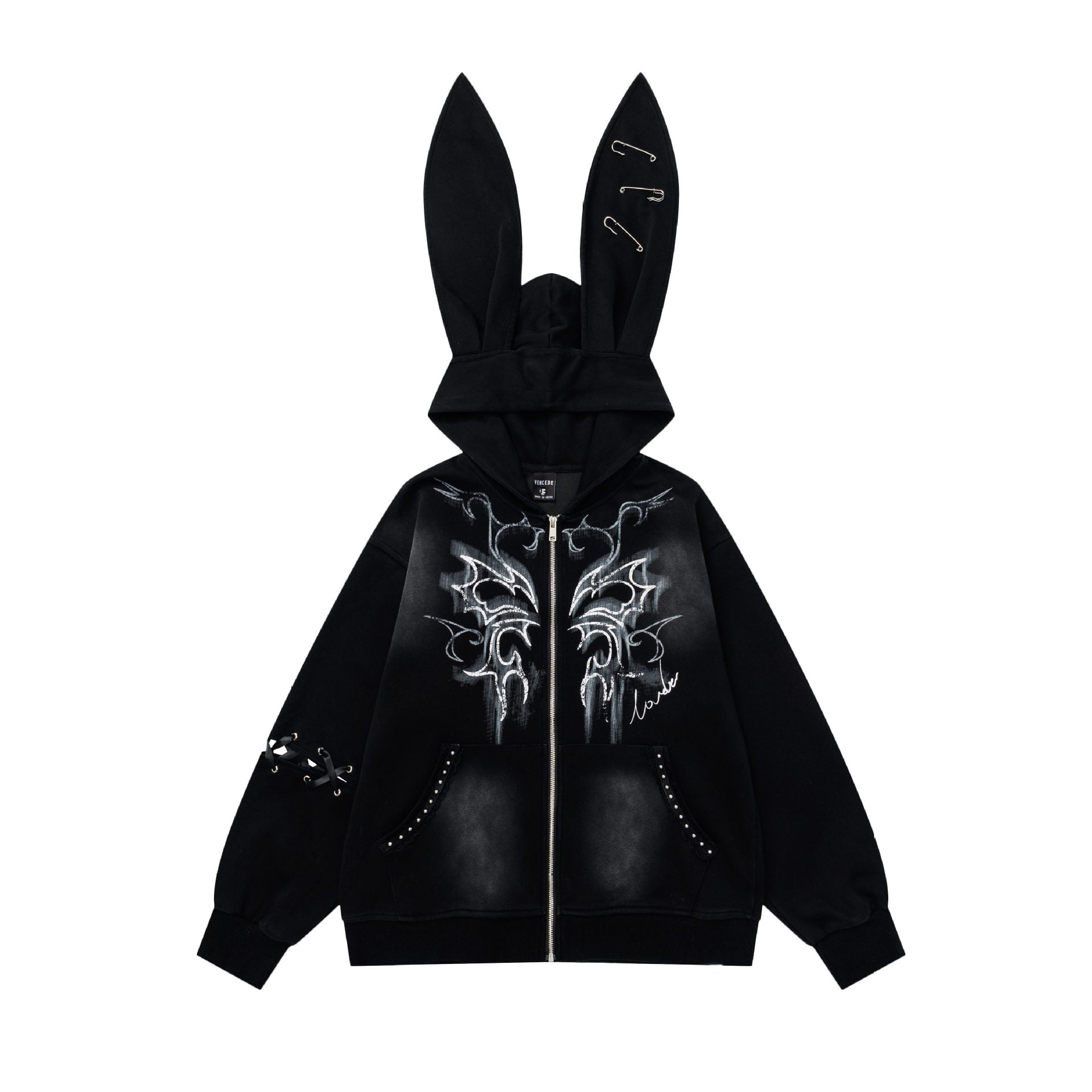 Rabbit ears hooded sweatshirt jacket