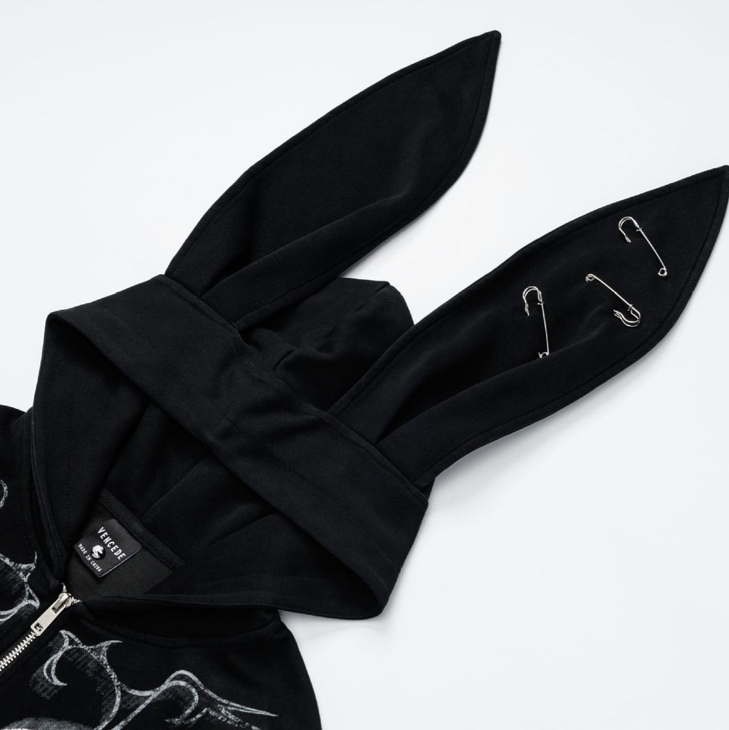 Rabbit ears hooded sweatshirt jacket