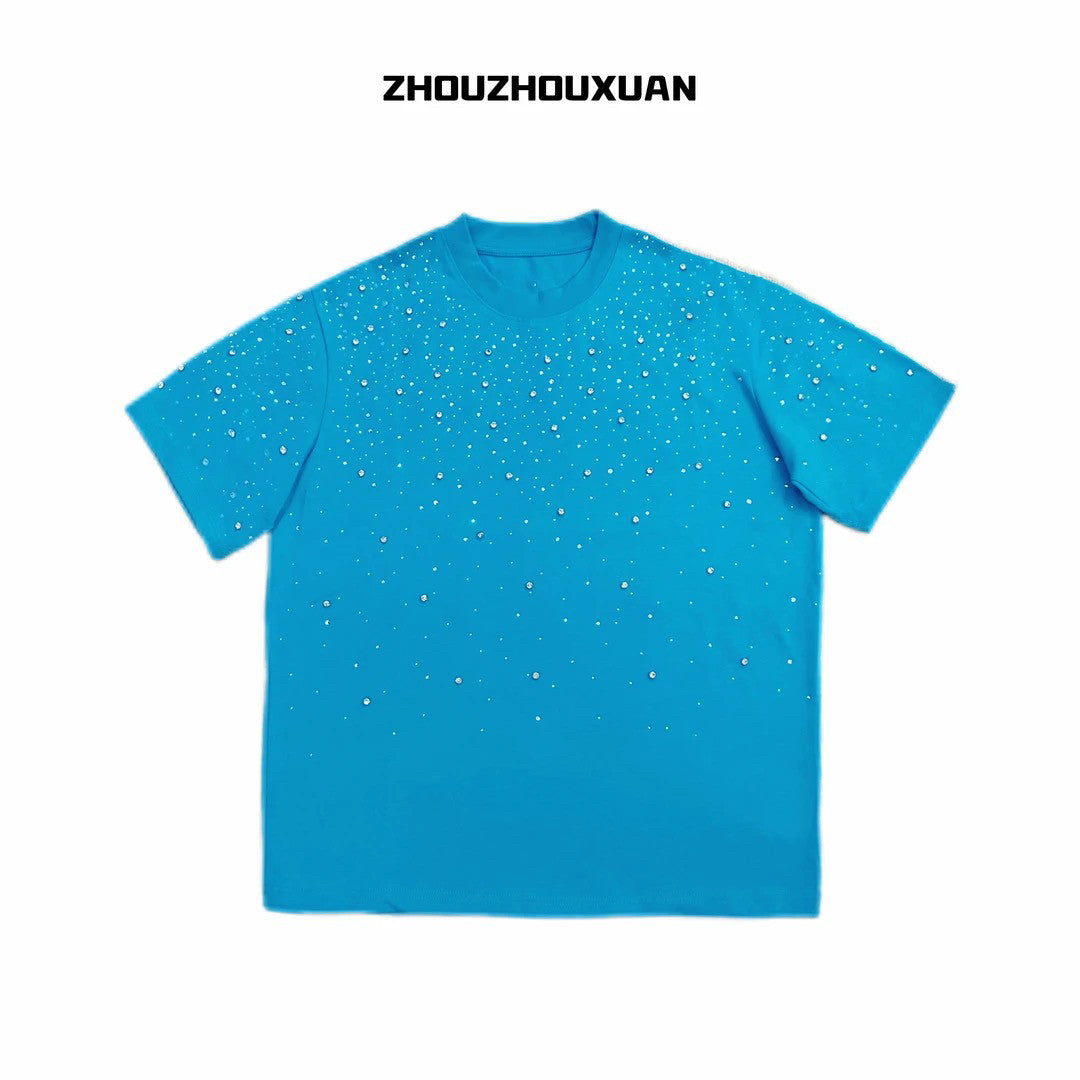Rhinestone Embellished Cotton T-Shirt