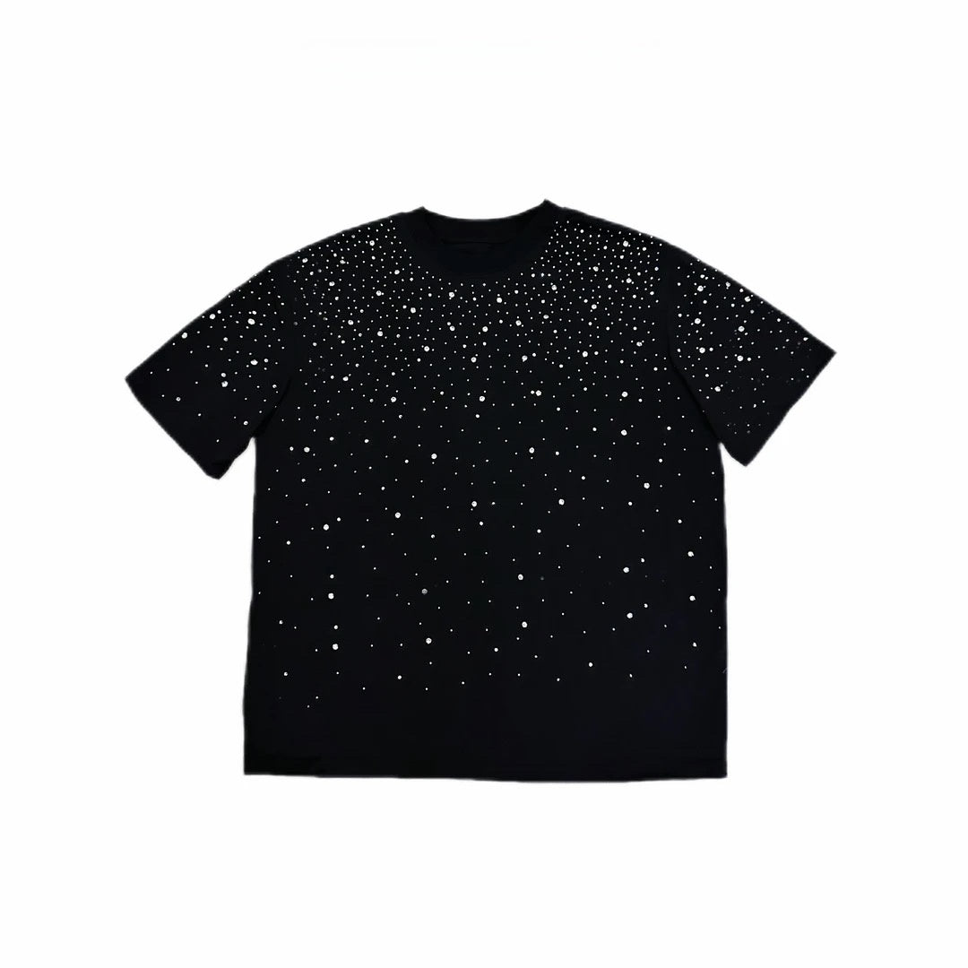 Rhinestone Embellished Cotton T-Shirt