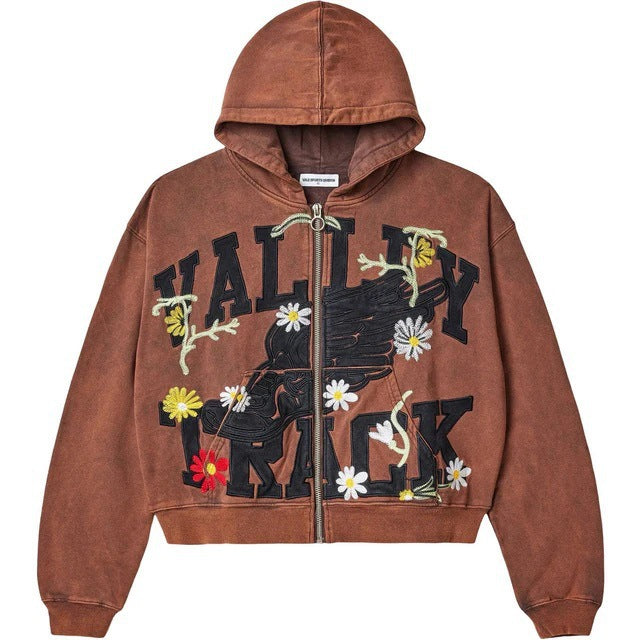 Hoodie Retro con Cierre — Estampado Camuflaje