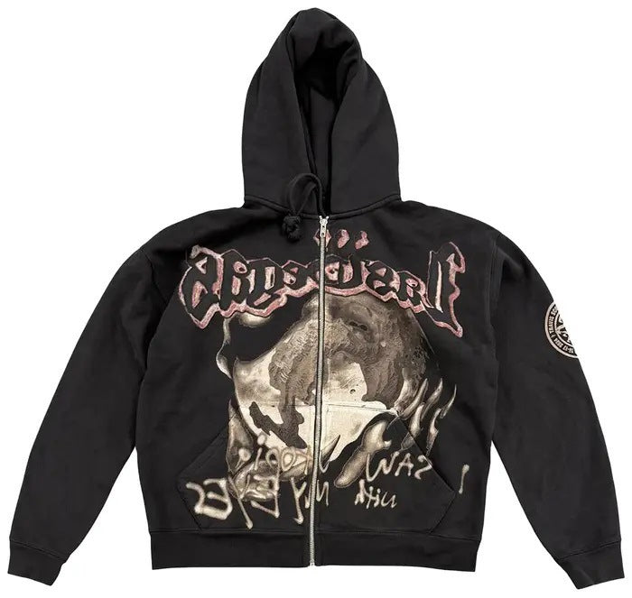 Hoodie Retro con Cierre — Estampado Camuflaje