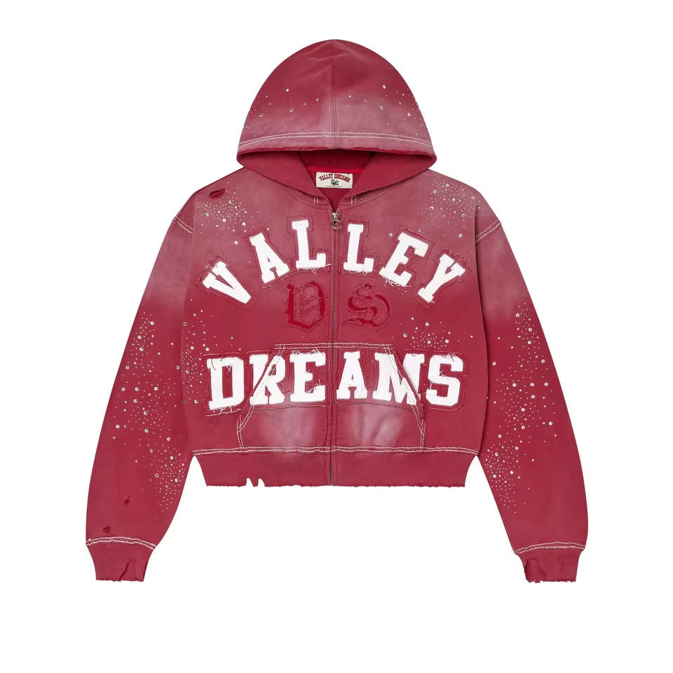 Hoodie Retro con Cierre — Estampado Camuflaje