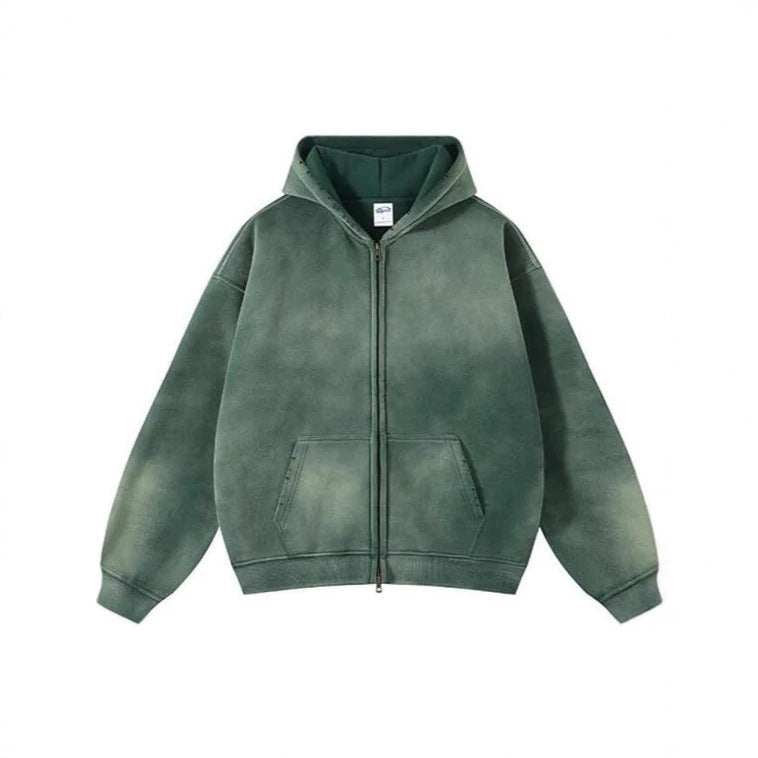 Hoodie Lavado Retro con Doble Cierre