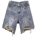 Womens Geometric Denim Mid-Length Skirt