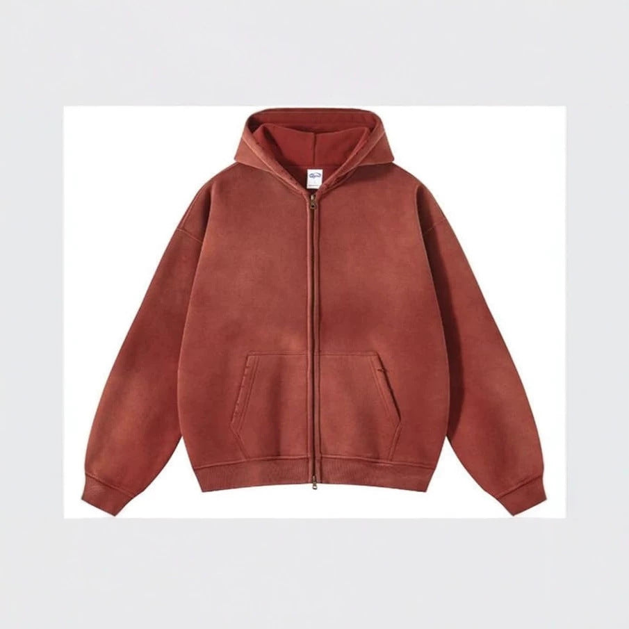 Hoodie Lavado Retro con Doble Cierre
