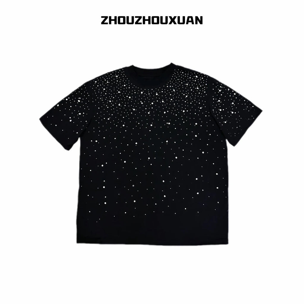Rhinestone Embellished Cotton T-Shirt