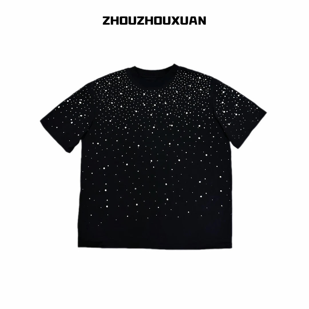 Rhinestone Embellished Cotton T-Shirt